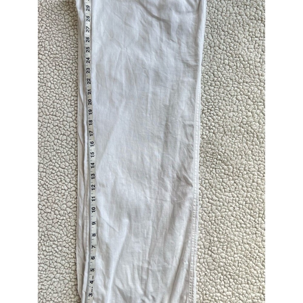 Athleta Linen Wide Leg White Elastic Inside Drawstring Waist Pants Resort SZ L - Picture 7 of 16